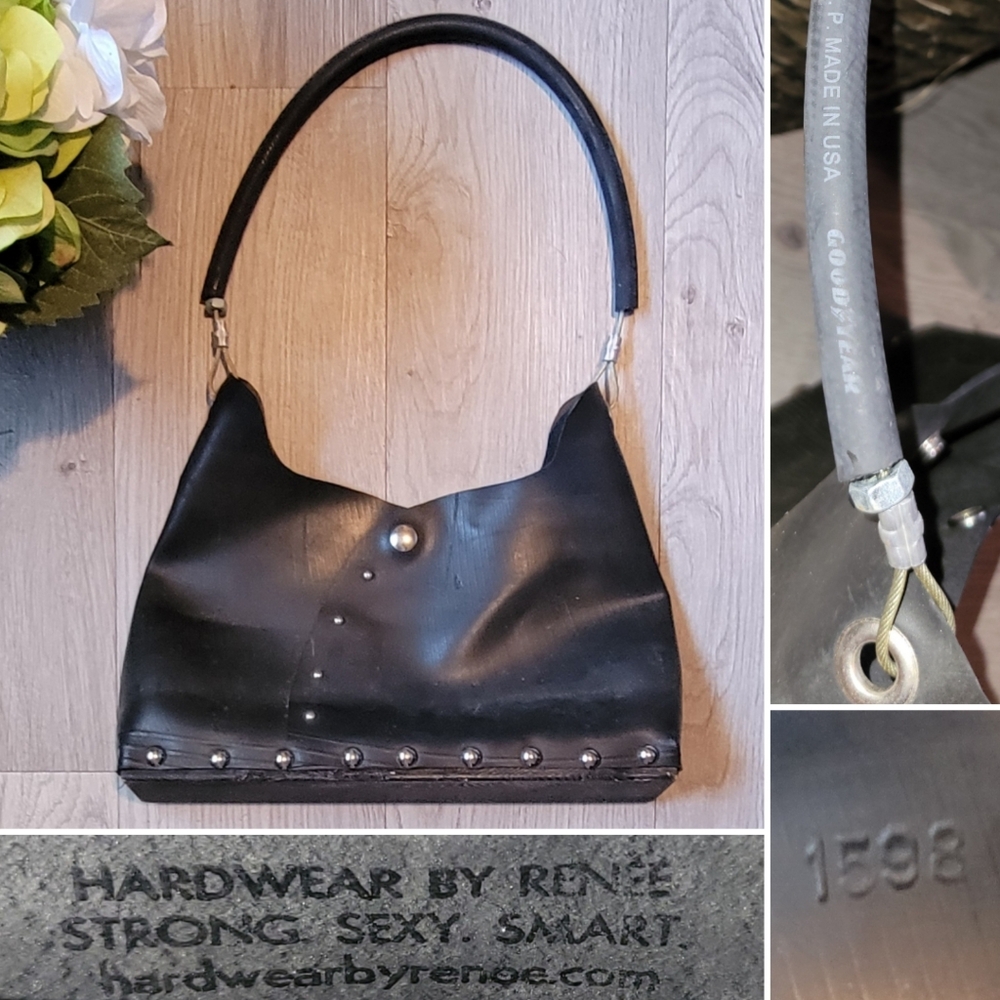 Hardwear By Renee, Goodyear Tire Rubber Handcrafted Black 16" x 11" Shoulder Bag